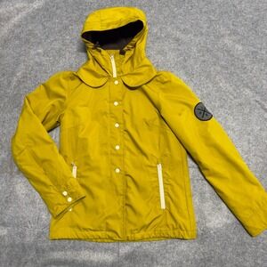 Holden Womens Hooded Jacket Mustard Yellow Zip Front Outdoor Coat HLON Patch